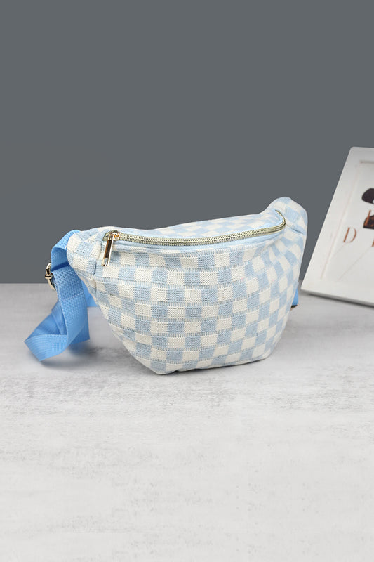 Checkered Crossbody Sling Bag - Blue